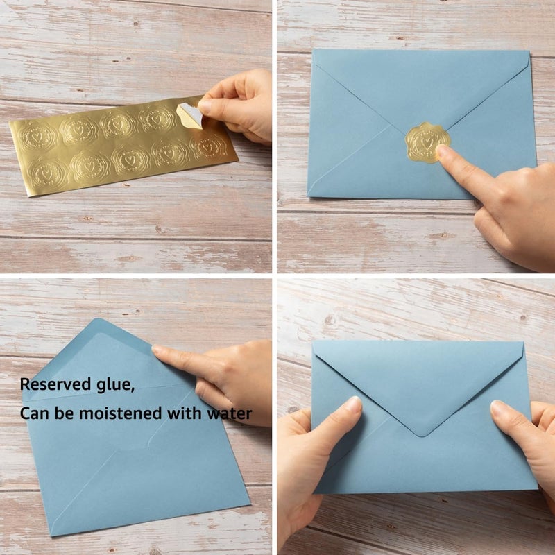 Toperd 100 Pieces A6 Envelopes Colorful 4x6 Envelopes with Gold Stickers for Greeting Cards, Birthday, Weddings, Baby Shower Invitation Cards (Dusty-Blue, 6 1/2 x 4 3/4 Inches) - Image 4